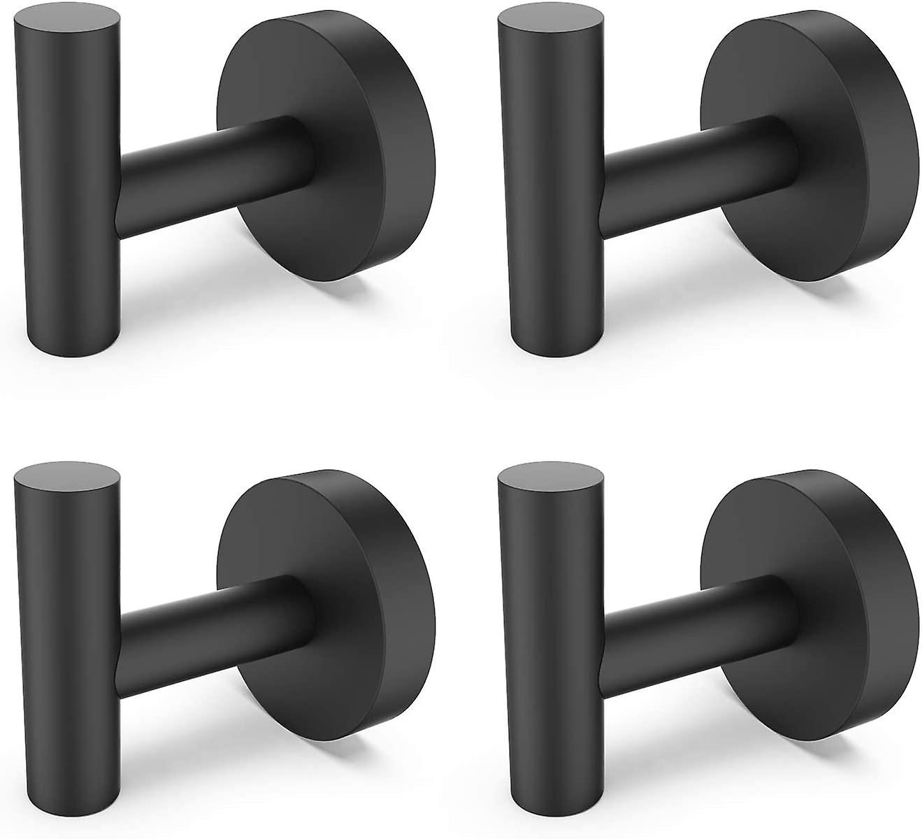 Stainless Steel Bathroom Wall Hooks (4, Black)