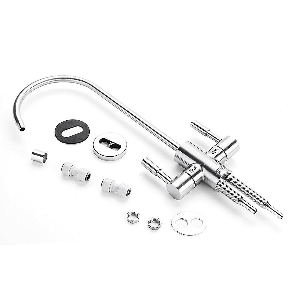 Stainless Steel Reverse Osmosis Faucet - 360 Degree High Arc Swivel Spout, Double Handle Hot/cold Mixer For Drinking Water Filter