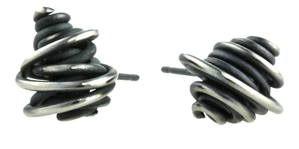 Ti2 Titanium Random Chaotic Stud Earrings - Black