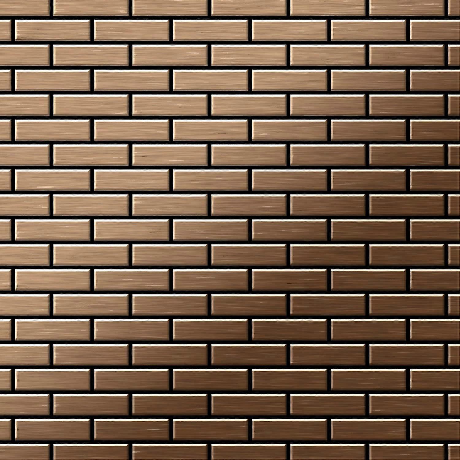 Mosaik Fliese massiv Metall Titan gebürstet in kupfer 1,6mm stark ALLOY PK-Ti-AB 0,88 m2