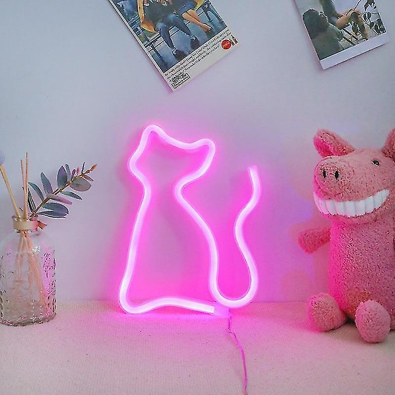 Cat Pink Colorful Rainbow Led Neon Sign Light