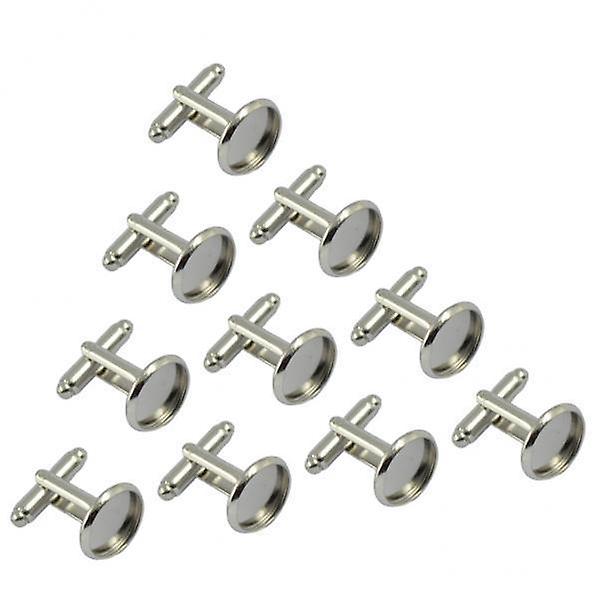 5x10pcs Blank Round Bezel Setting Base Formal Cuff Links Cufflink Silver DIY