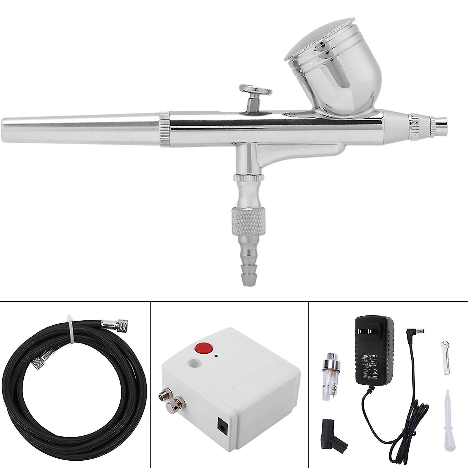 Precision Airbrush Compressor Kit Dual Action Air Brush Set Tattoo Nail Art Tool(us)