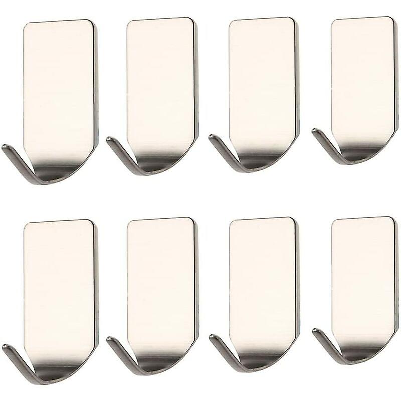 8pcs Bathroom Self Adhesive Hooks For Kitchen Towels Waterproof Stainless Steel Adhesive Hooks No Drilling Adhesive Hooks