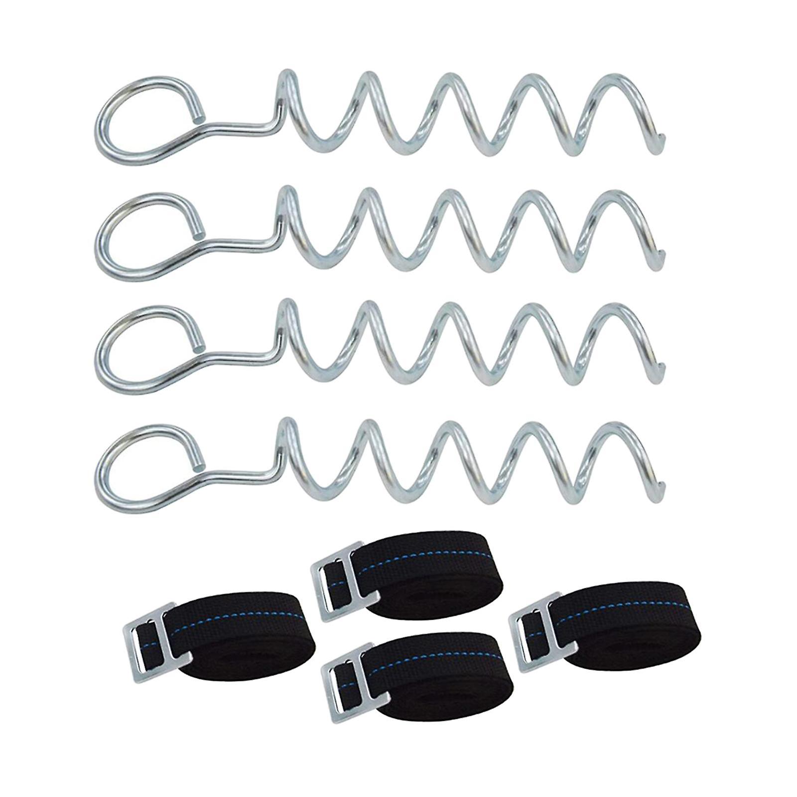 8pc Trampoline Tie Down Anchor Safety Strap Peg Kits Round head nails