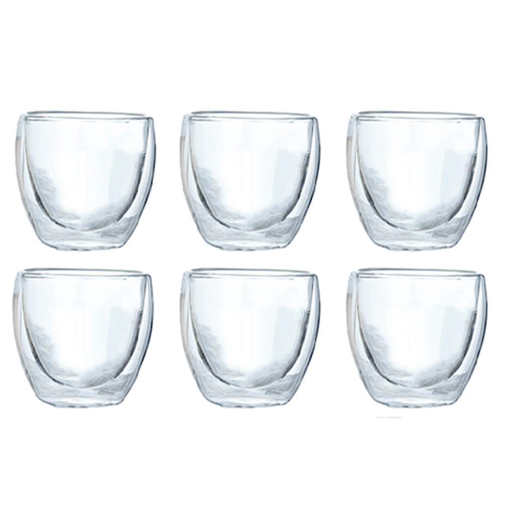 Exquisite 80ml Glass Cup Double Wall Hand Blown 6pcs Resistant Drinkware