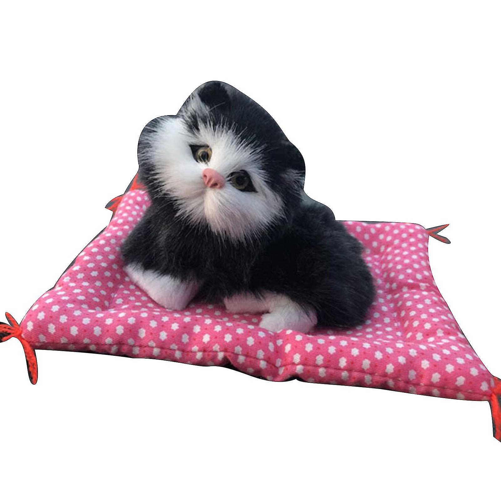 Simulation Cute Cat Kitten Sound Plush Doll Toy With Sleeping Mat Home Decor