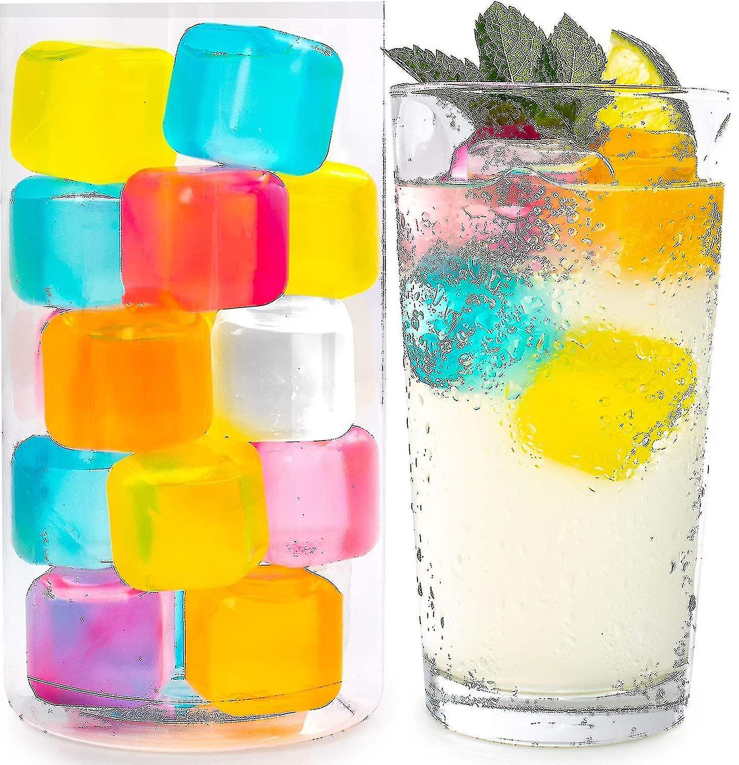 Reusable Ice Cubes For Drinks - Chills Drinks Without Diluting Them - Made From Bpa Free Plastic - Refreezable, Washable, Quick And Easy To Use - Pack