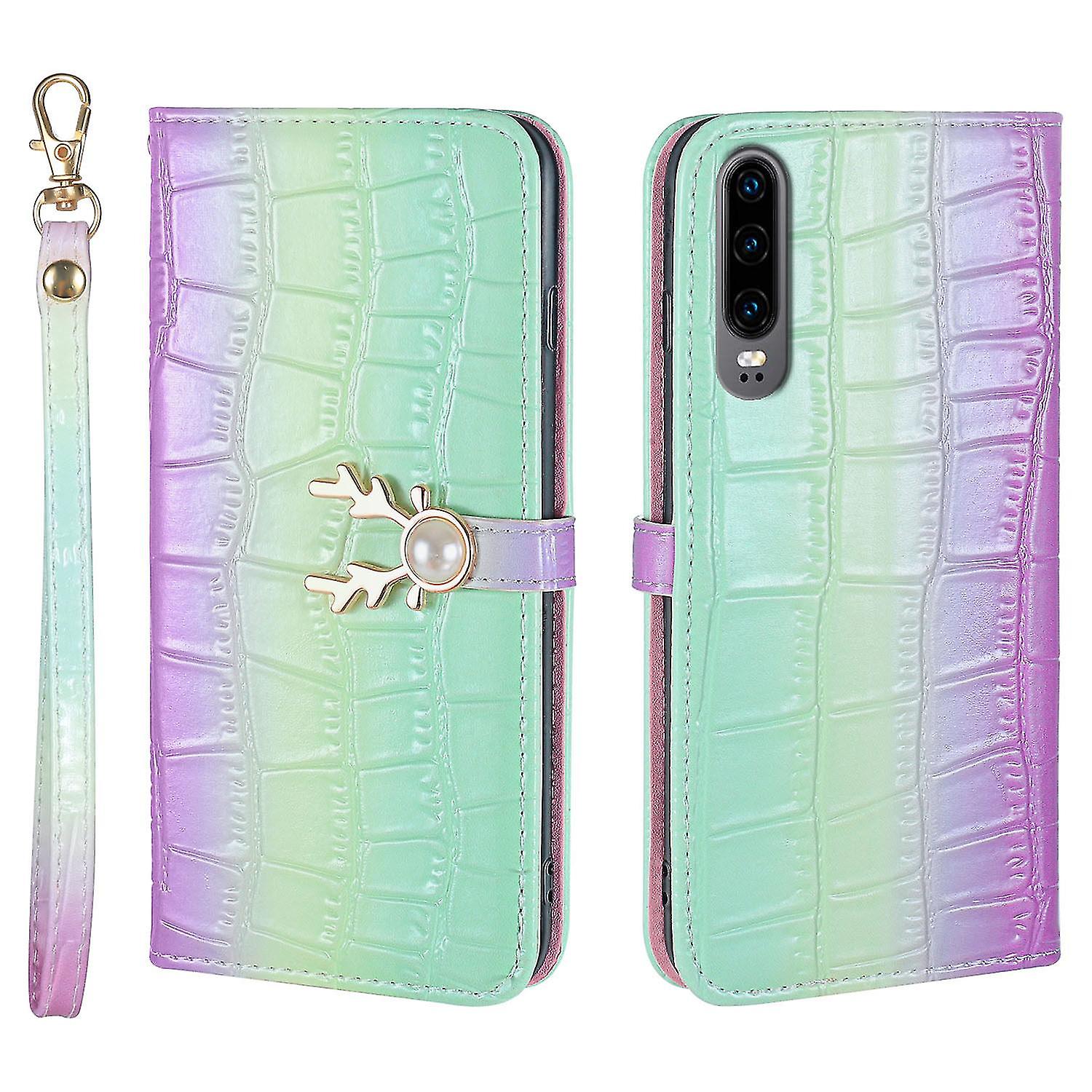Elk Pattern Phone Case For Huawei P30 With Card Holder, Lanyard, Pu Leather Material, Wallet Function, Corner Fall Protection