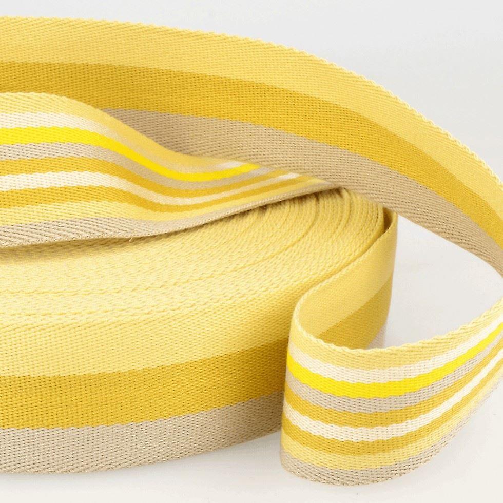 40mm Stephanoise Double Sided Stripe Webbing Tape Yellows - per metre