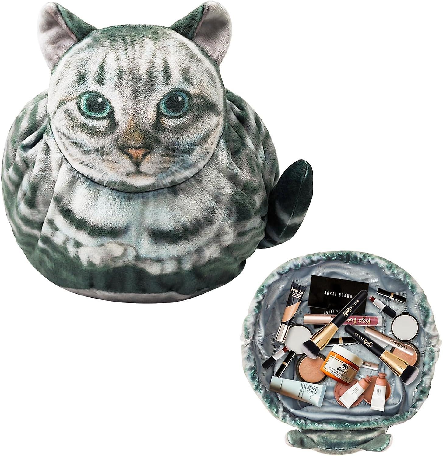 Cat Shaped Drawstring Makeup Bag for Women