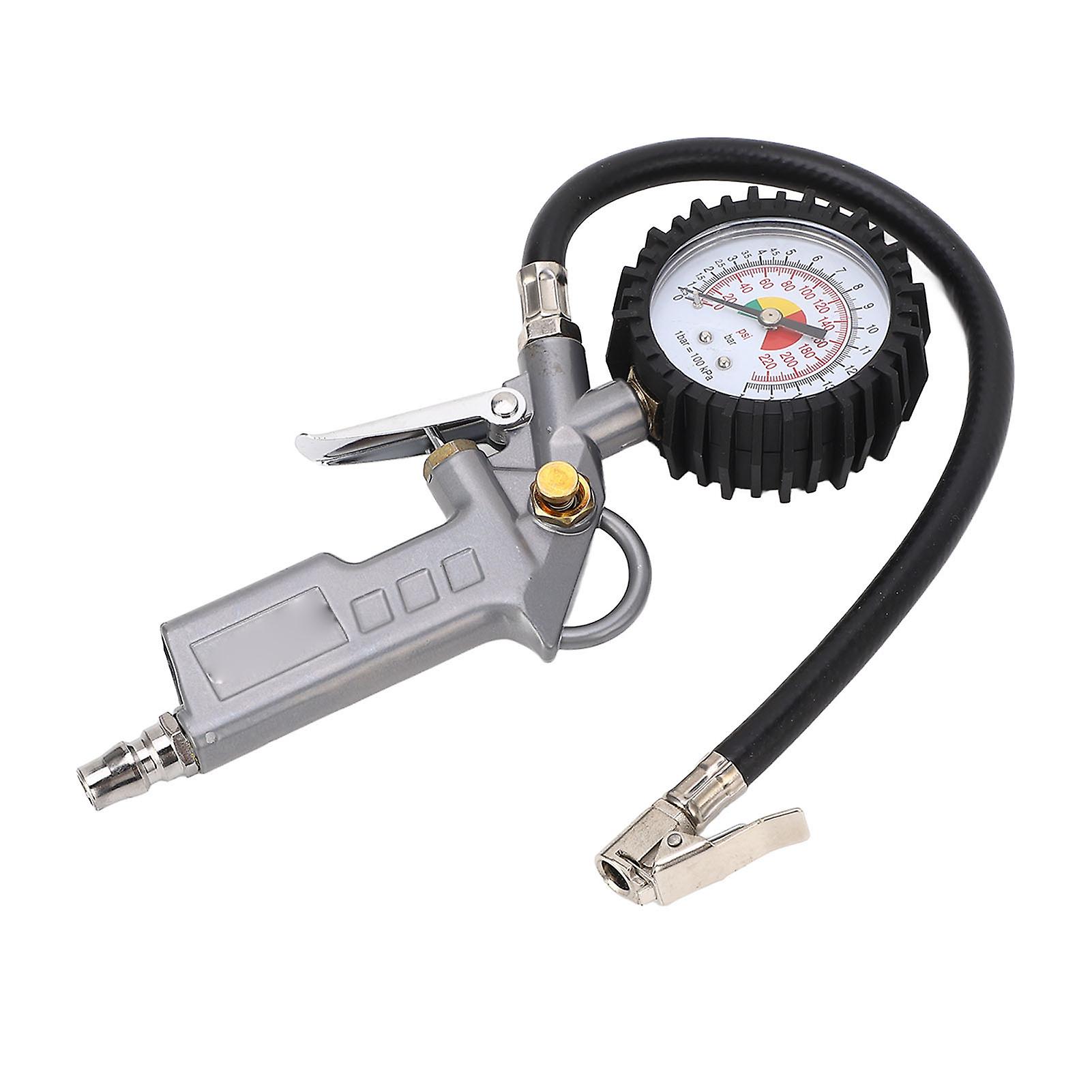Tire Inflator with Pressure Gauge Head Nozzle 225PSI 0.3in Inlet Accessory for Vehicle