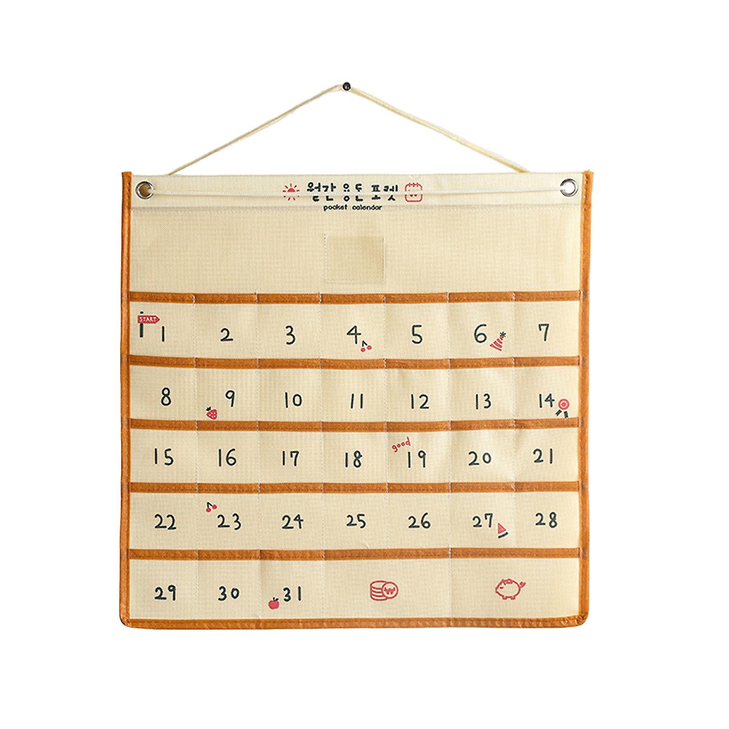 Calender Storage Bag Days Mark Hanging String Wall-mounted Storage Space Saving Date Record Calender