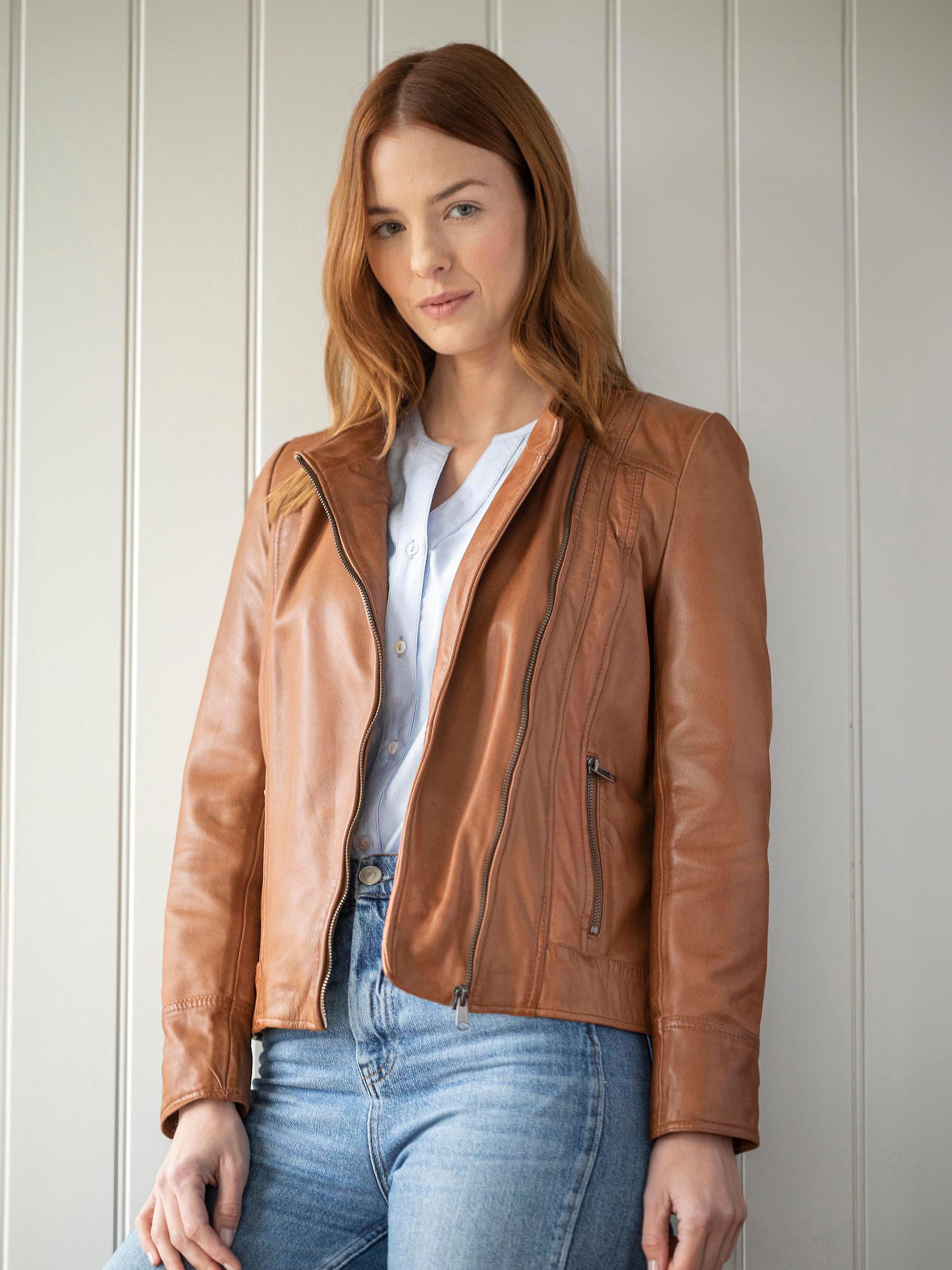 Jilly Leather Jacket in Tan