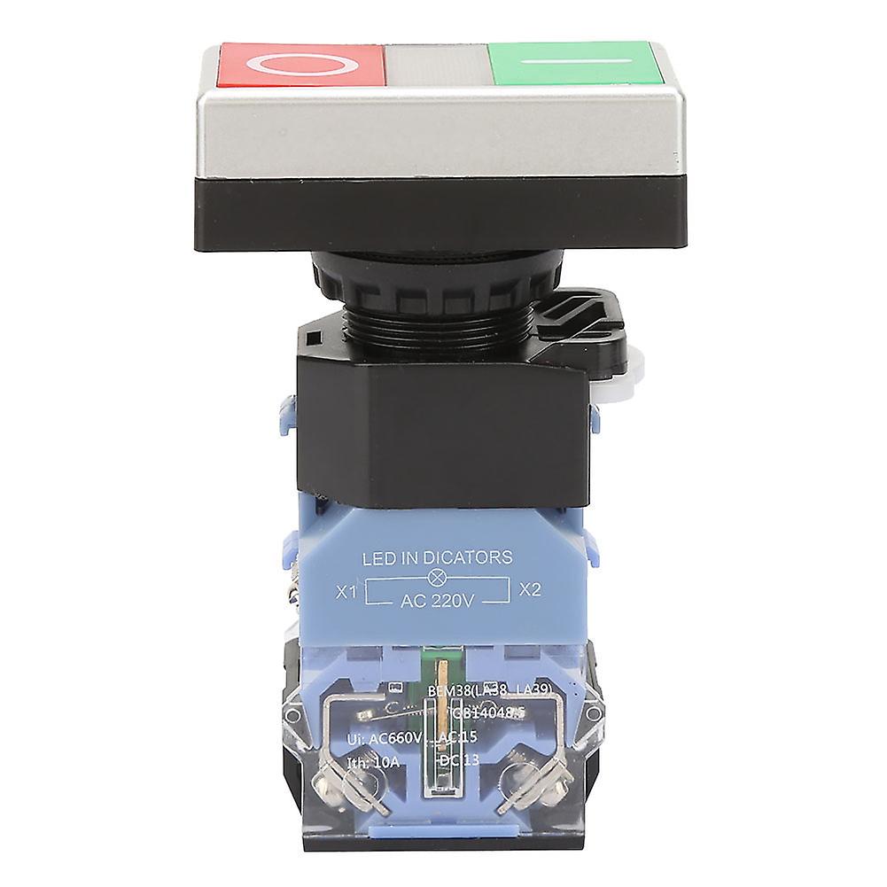 5pcs BEM38-11DRG 22mm Auto Reset Push Button Switch 1NO 1NC with Indicator Light (AC220V)