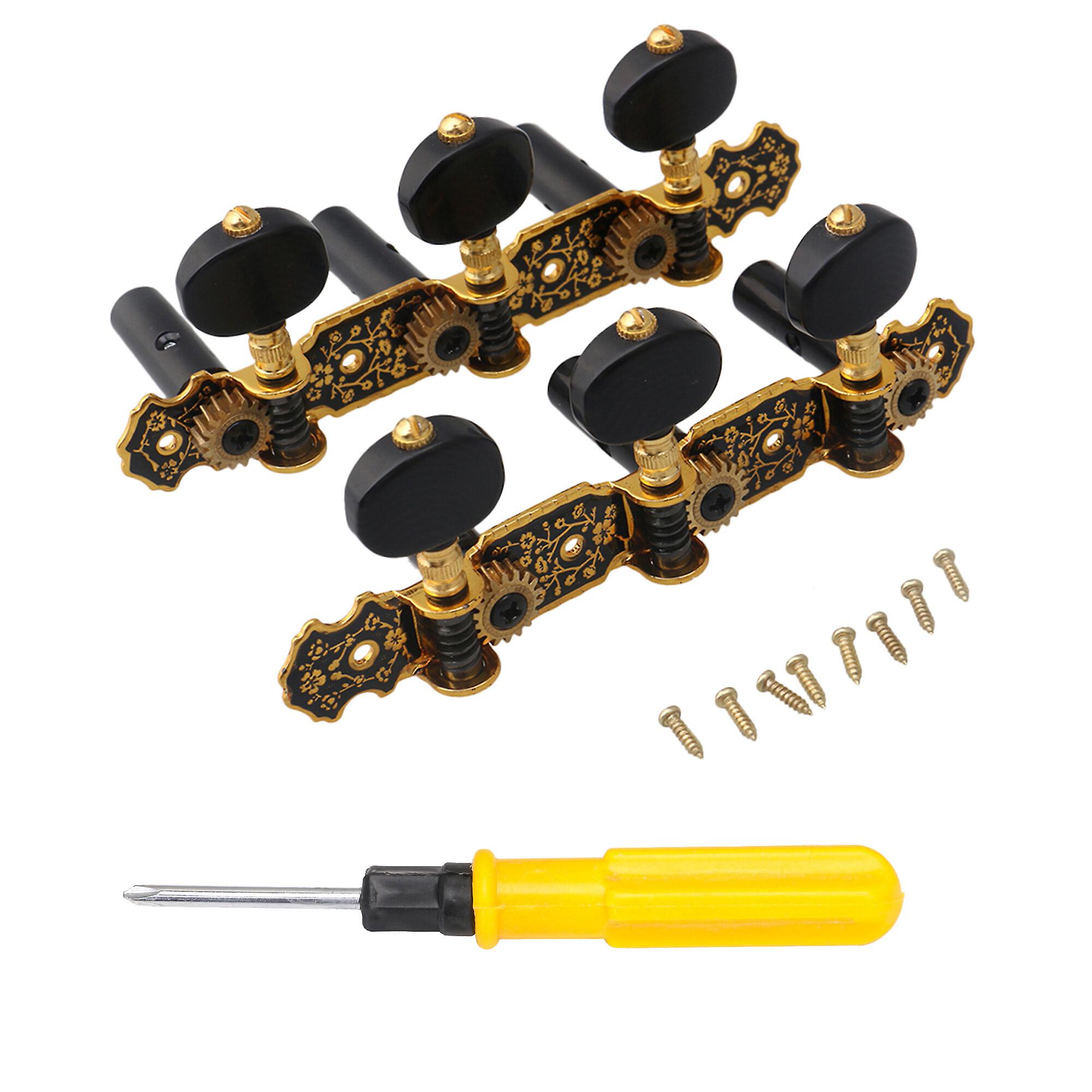 3 Pcs Golden Machine Heads Tuner for Acoustic Guitars 1 L 1 R with Screw