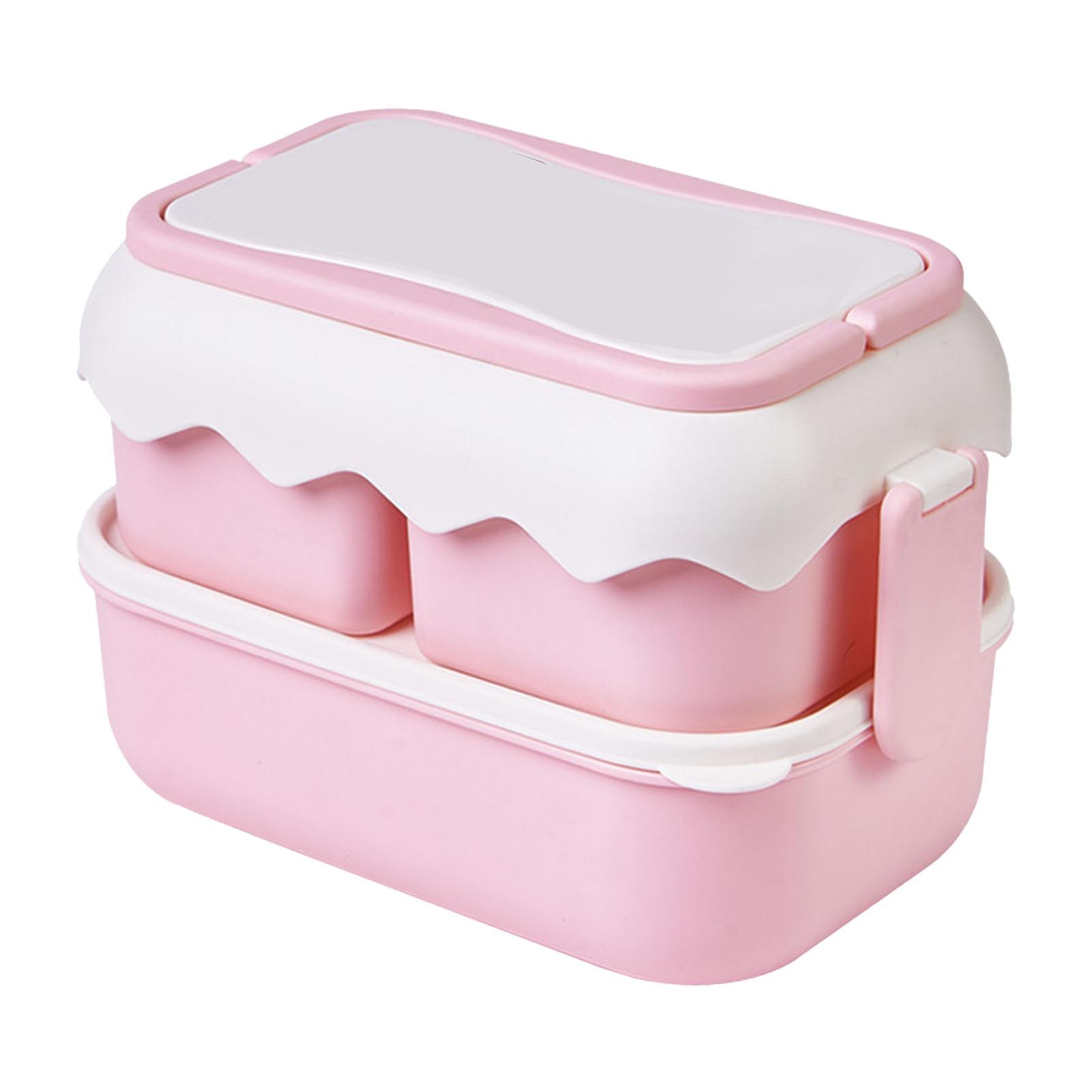 2 Layer Lunch Box Plastic Portable Lunch Container Heatable Leakproof Lunch Box Container for Students Worker
