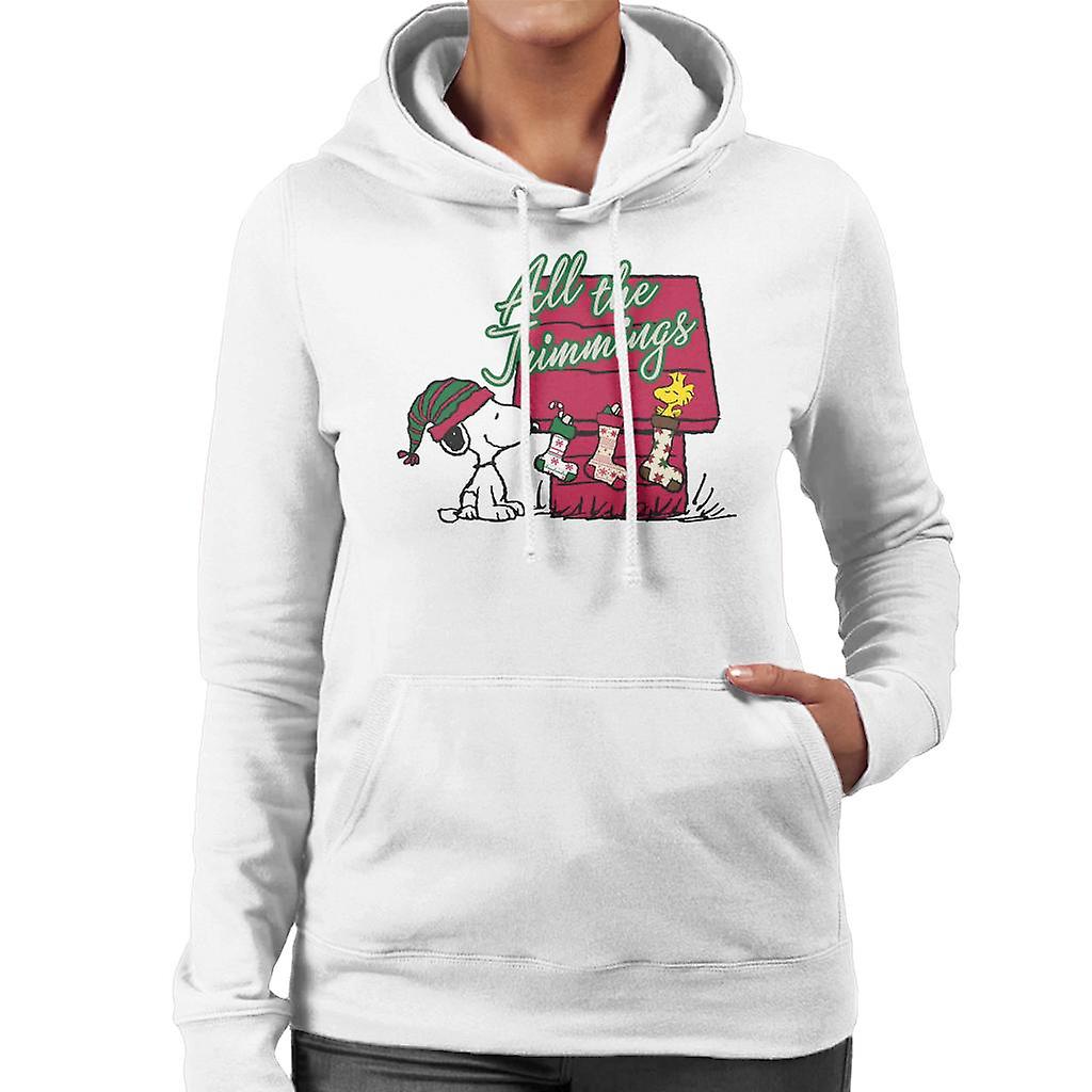 Peanuts Snoopy Woodstock In A Stocking Women's Hooded Sweatshirt