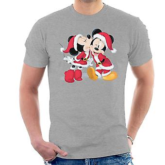Disney Mickey Minnie Mouse Christmas Santa Kiss Men's T-Shirt