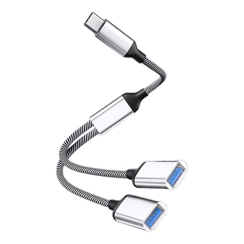 Typ C hane till 2 usb kvinnlig kabeladapter usb otg splitter sladd omvandlare-dwdz