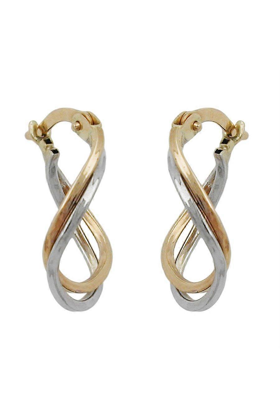 Hoop Earrings Twisted Design Two Tone 9k Gold - Gl431170