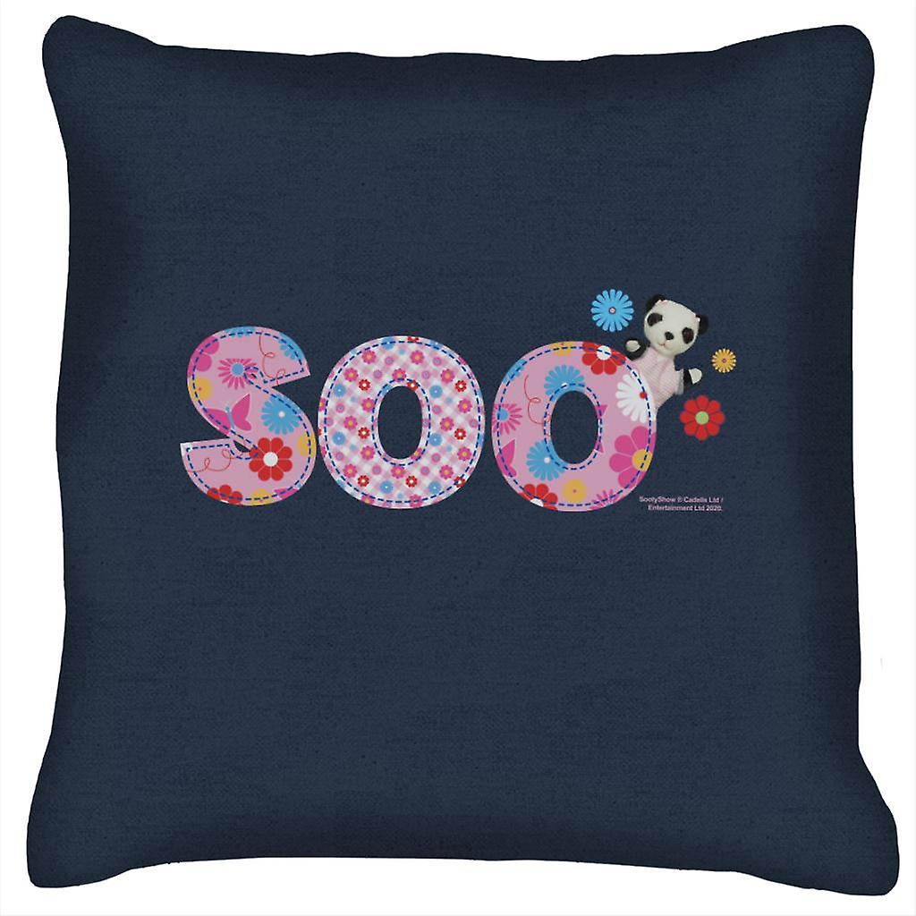 Sooty Soo Floral Text Cushion