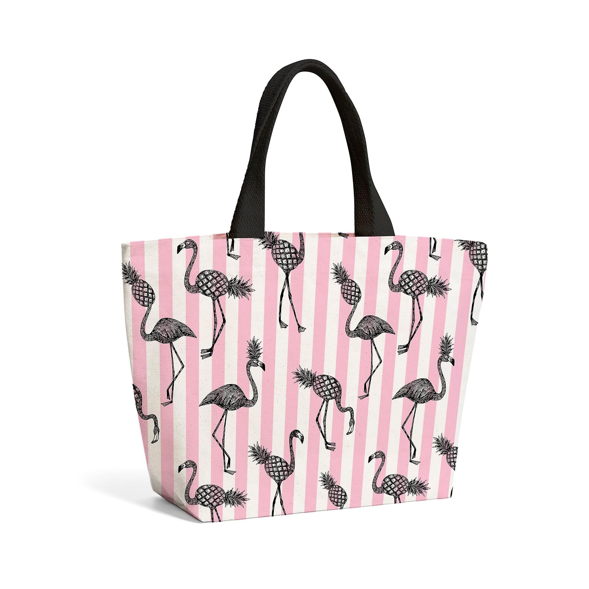 Pineapple Flamingo Beach Shopper Tote Bag