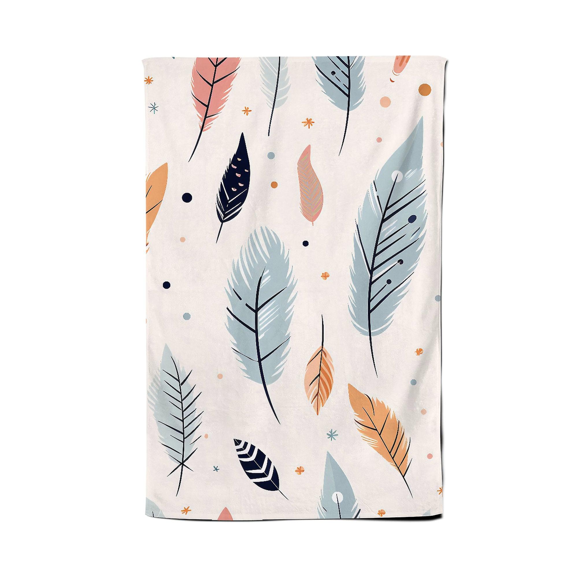 Pastel Feather Pattern Tea Towel