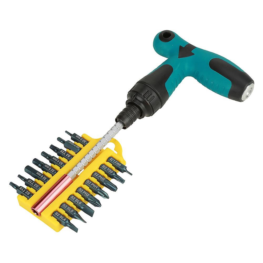 17Pcs T Grip Multifunctional Stretchable Ratchet Screwdriver Set Wrench Bits Combination Kit