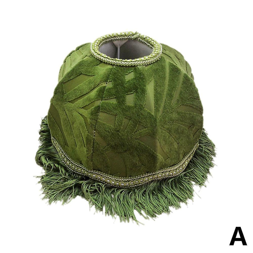 Green Lampshade Table Lamp Shade Retro European with Tassel Elegant Sturdy