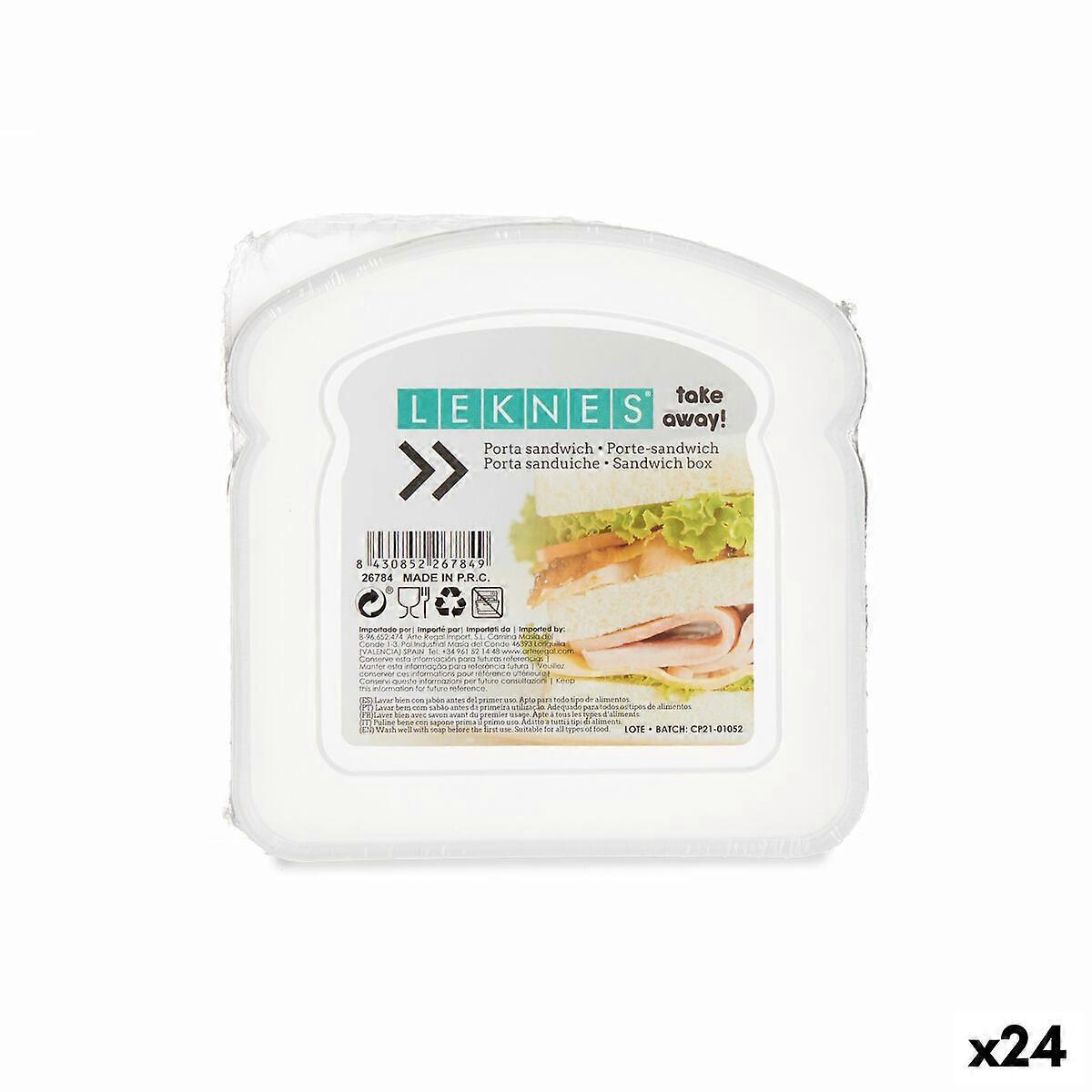 Sandwich Box Leknes Transparent polypropylene Plastic 410 ml (24 Units)