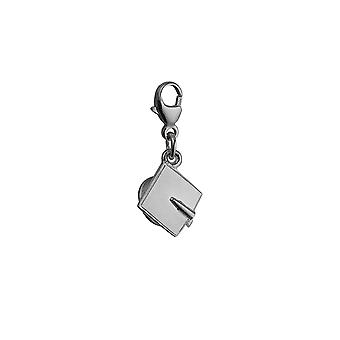 Silver 9x9mm graduation cap Charm on a lobster trigger