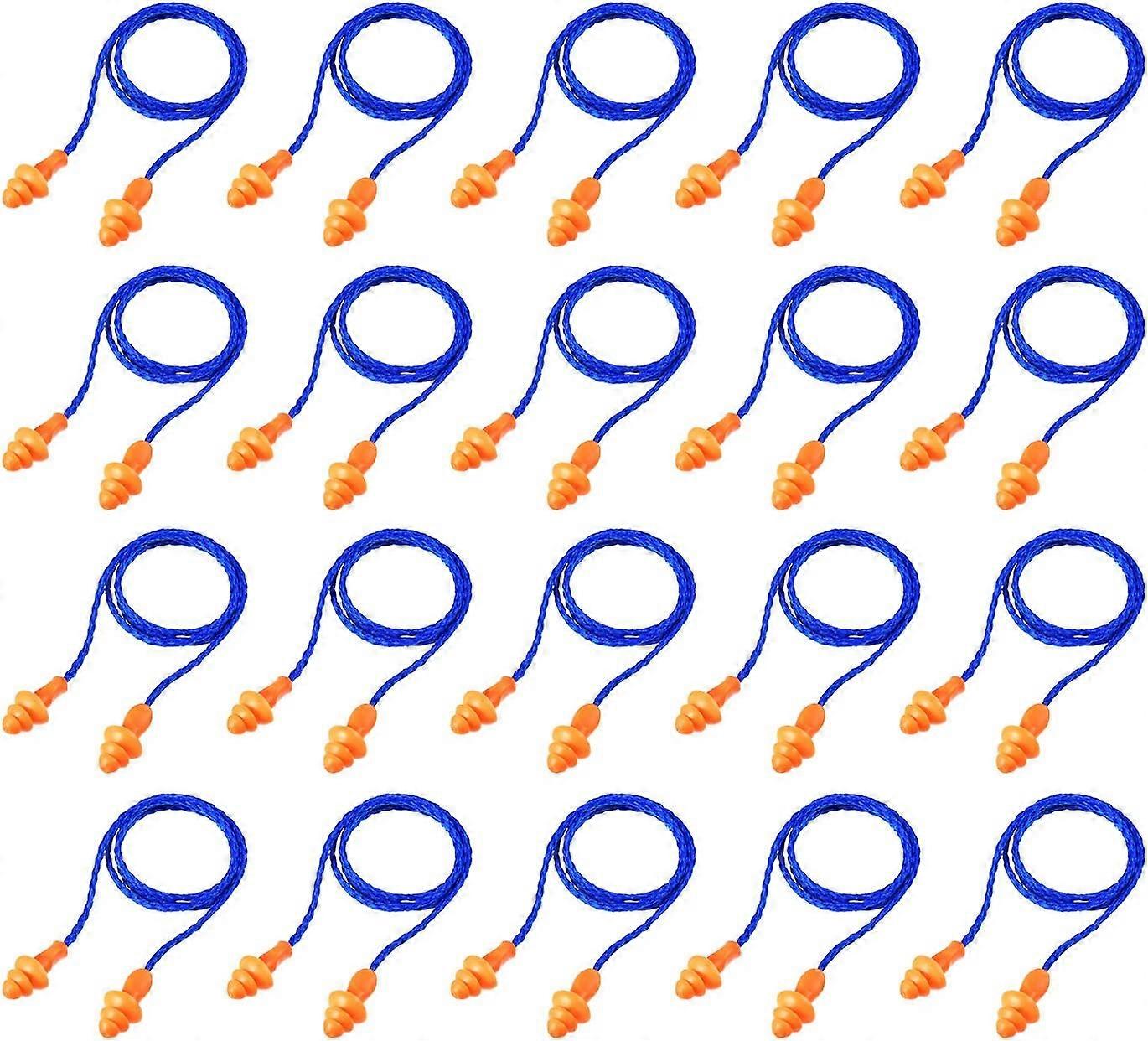 20 Pairs Cord Earplugs Reusable Silicone Ear Plugs with Rope Noise Canceling Earplug for Sleeping Hearing Protection