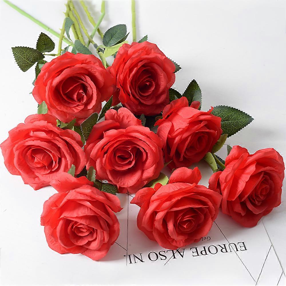 Set of 8pcs Artificial Red Roses Pretty Flower Bouquet Decoration (50cm)