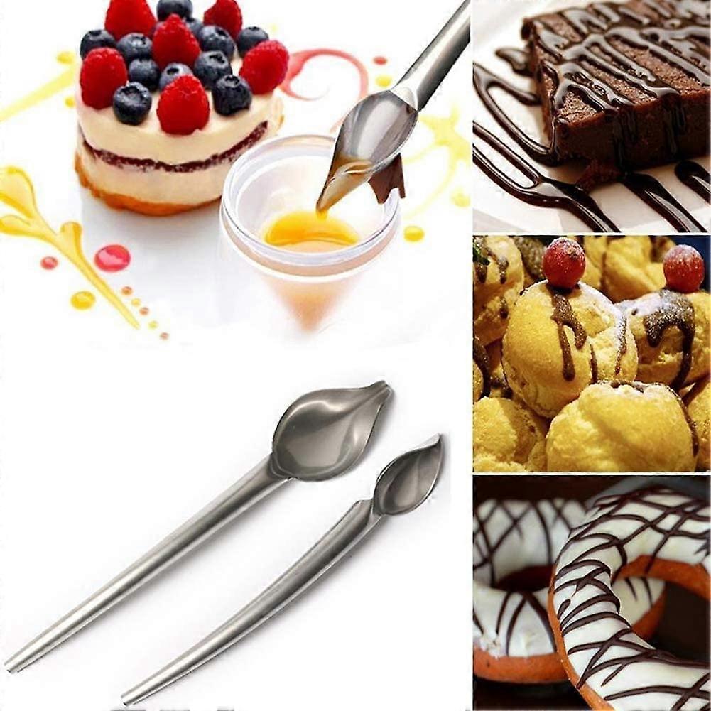 2/Set Big/Small Pencil Shape Stainless Steel Filter Spoons, Decorating Spoons Set