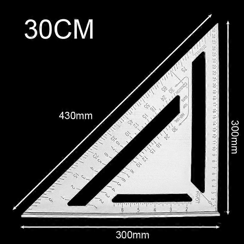 18/30cm Square Triangle Ruler Aluminum Alloy Triangle Angle Ruler Protractor Woodworking Measurement Tool Square Layout Gauge