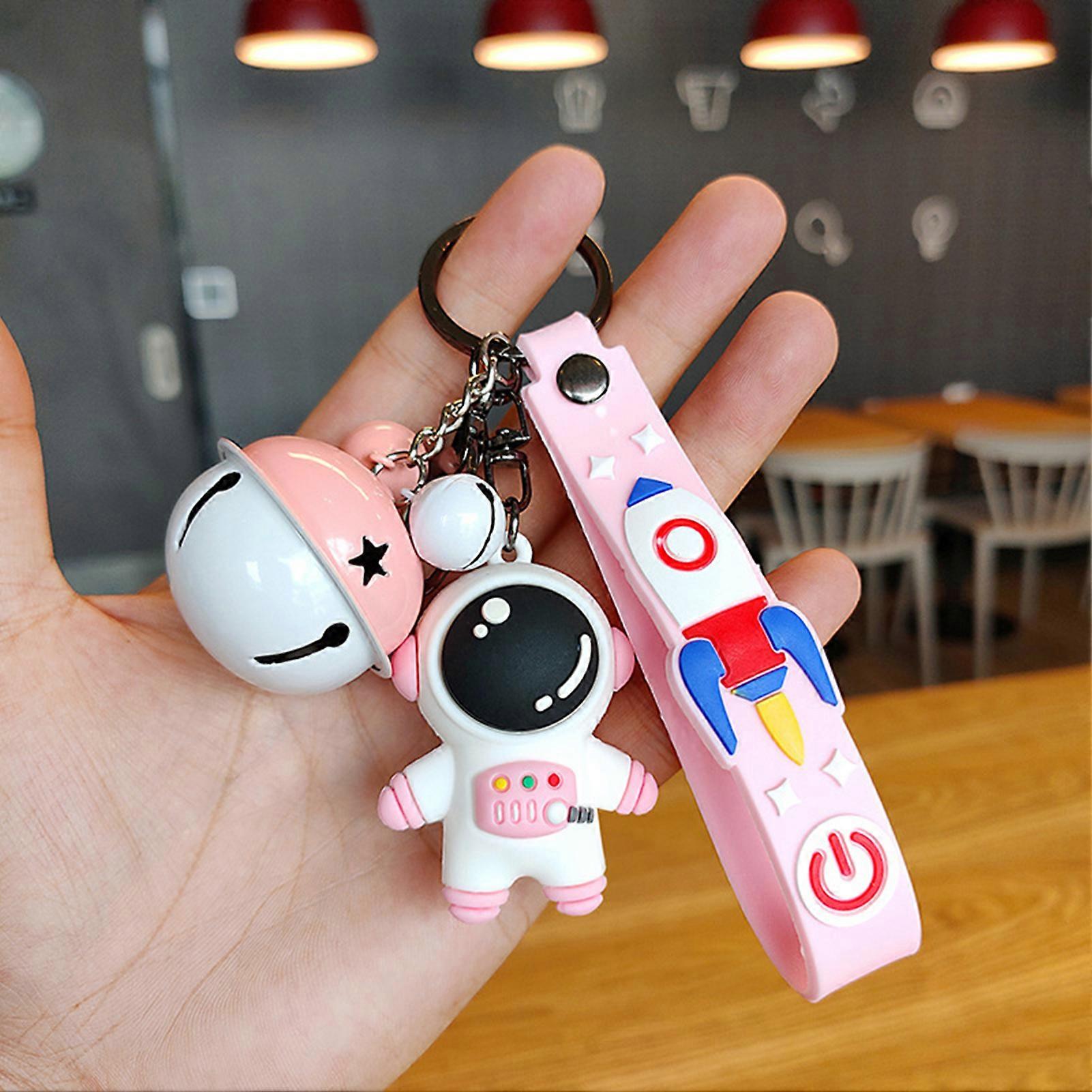 Astronaut Keychain Cute Bell Style Safe Odorless Pvc Material Space Key Rings For Storing Keyspink Spaceman (bell Model)
