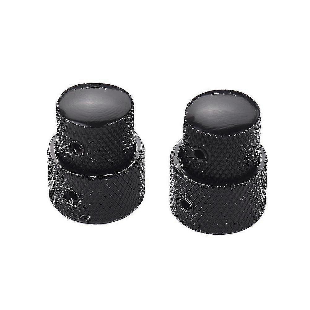 2 Sets Dual Concentric Stacked Control Knobs For Electric Bass Guitars Black Color