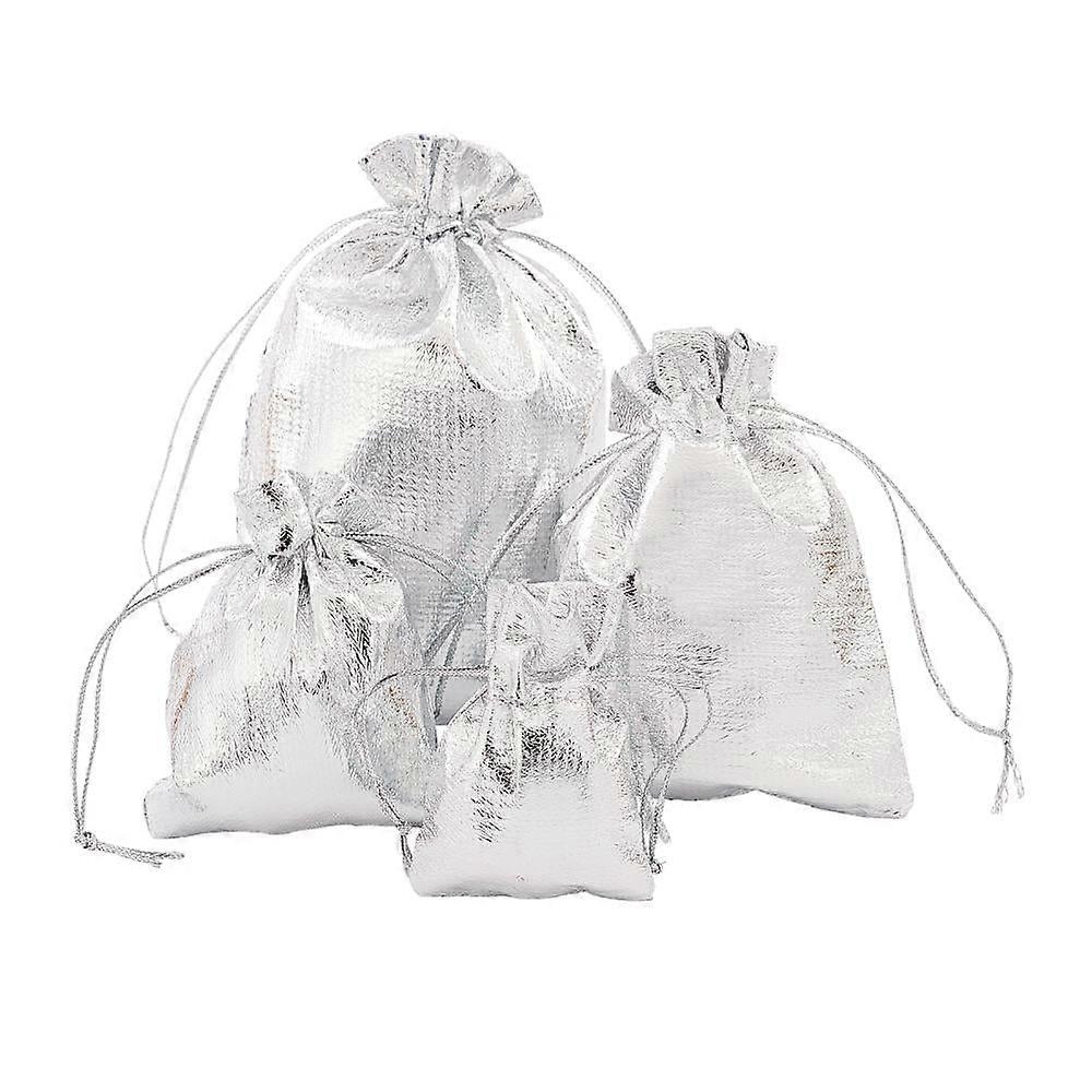 1Set Organza Bags Rectangle Silver 7~12x5~9cm 60pcs/set