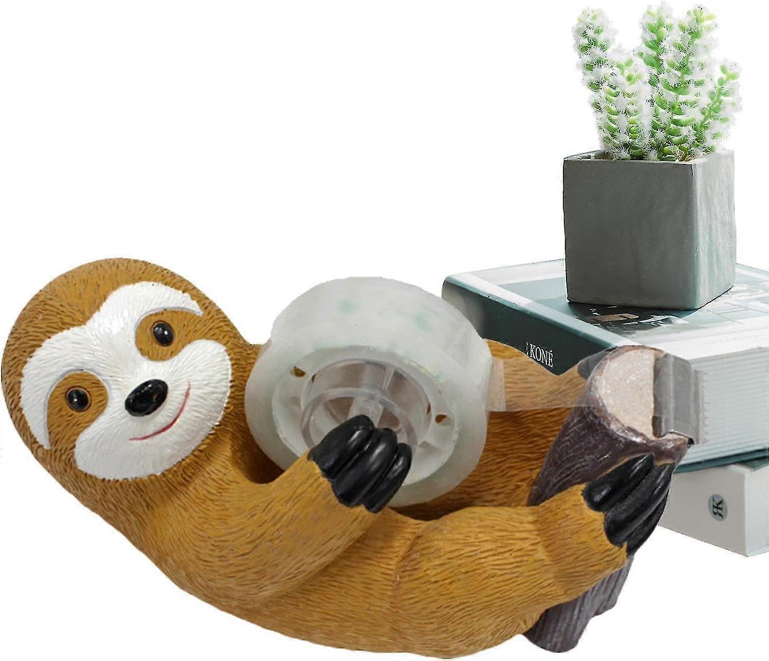 Animal Desktop Tape Dispenser, Adhesive Roll Holder Cute Sloth Tape Dispenser With Non-slip Base, Resin Tape Cutter Tool