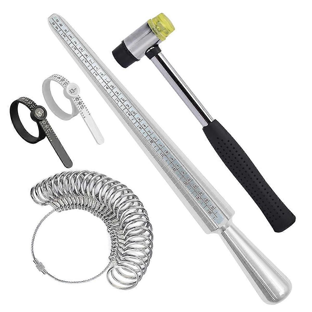 Ring Size Measuring Tool Set, Metal Mandrel Ring Sizer Finger Size Rod Wire Wrap Ring Tool Jewelry