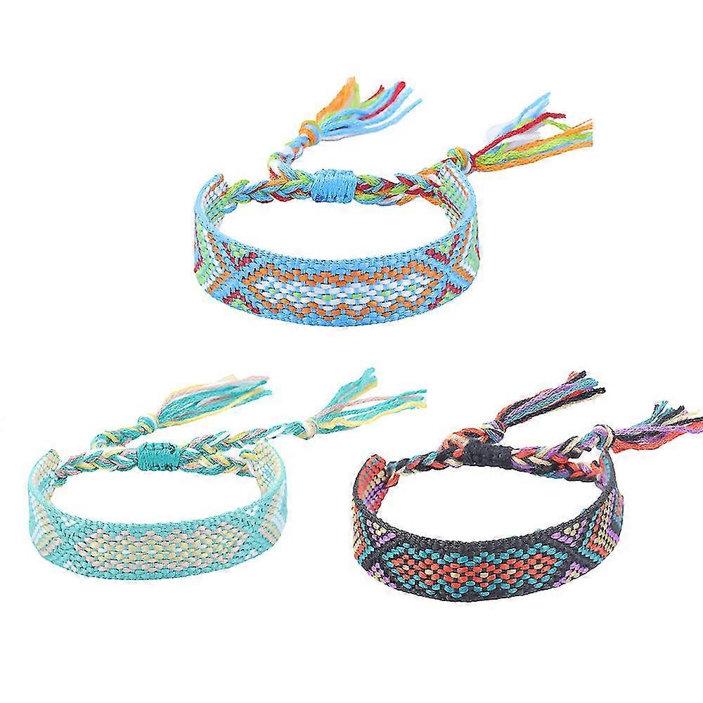 3 stk justerbare armbånd for kvinner jenter vevde vennskapsarmbånd, armbånd vevd dusk bangles