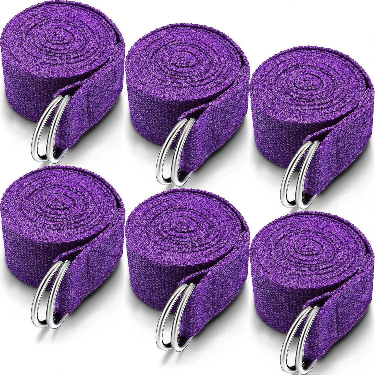 6 Pack Yoga Stretch Straps 8ft Yoga Exercise Adjustable Straps Yoga Straps with Safety Adjustable D-Ring Buckle for Pilates Gym Exercise Yoga Fitness