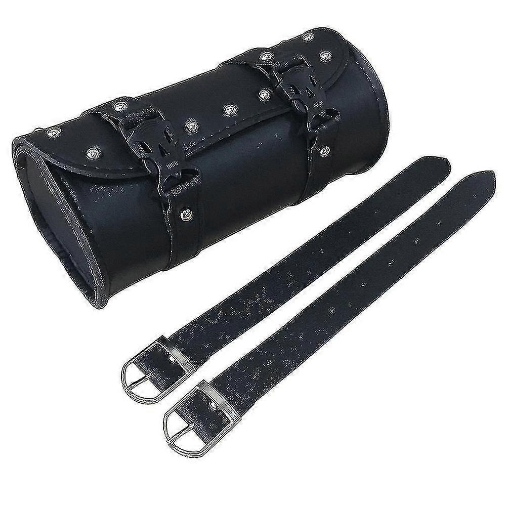 Yyh Universal Motorcycle Saddlebag Waterproof Tool Bag Mounting Strap Round Storage Bag (black)