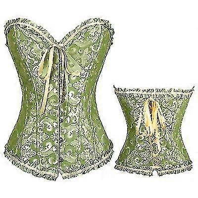 Veeki Femme Taille Cincher Dentelle Up Corset Basque Désossé Shapewear-vert(l)