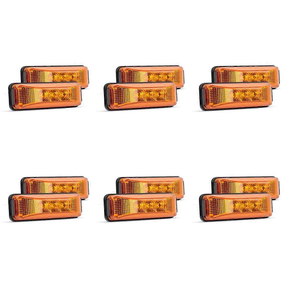 12 Pcs 3.9 Inch 3 Truck Trailer Front Rear LED Side Marker Light Indicator Lamp Rock Light for Trai