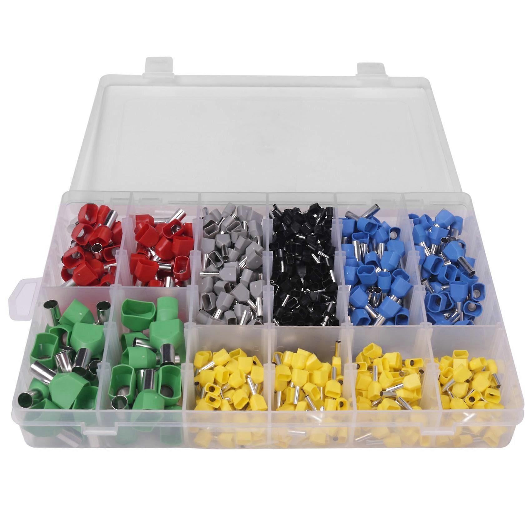 780Pcs Dual Bootlace Ferrule Teminator Kit Electrical Crimp Dual Entry Cord End Wire Terminal Conne