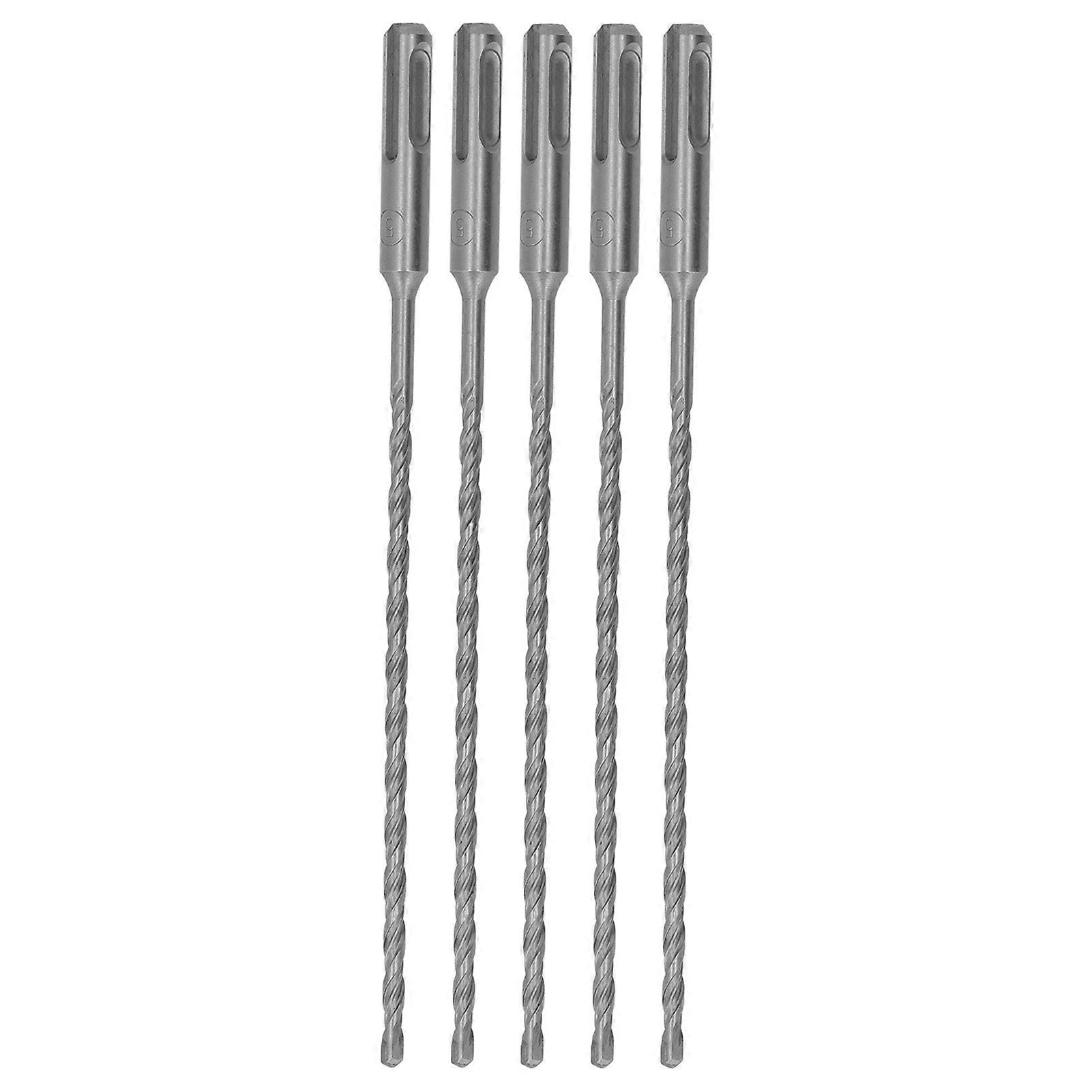 5PCS Impact Drill Bits with Carbide Tip Rotary Hammer Bit 2 Flute Spiral Bits for Brick Concrete 210mm 5mm / 0.2in