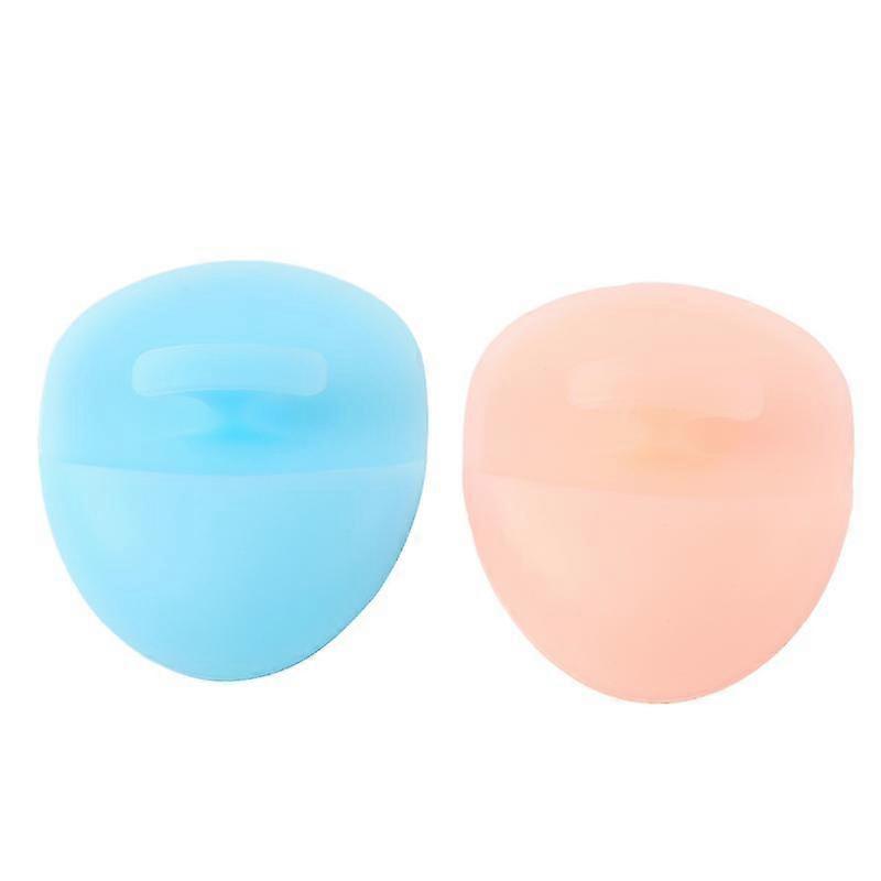 2pcs Silicone Face Cleanser Massager Facial Cleansing Brush Pad Handheld Mat Scrubber (Blue + Rosy)