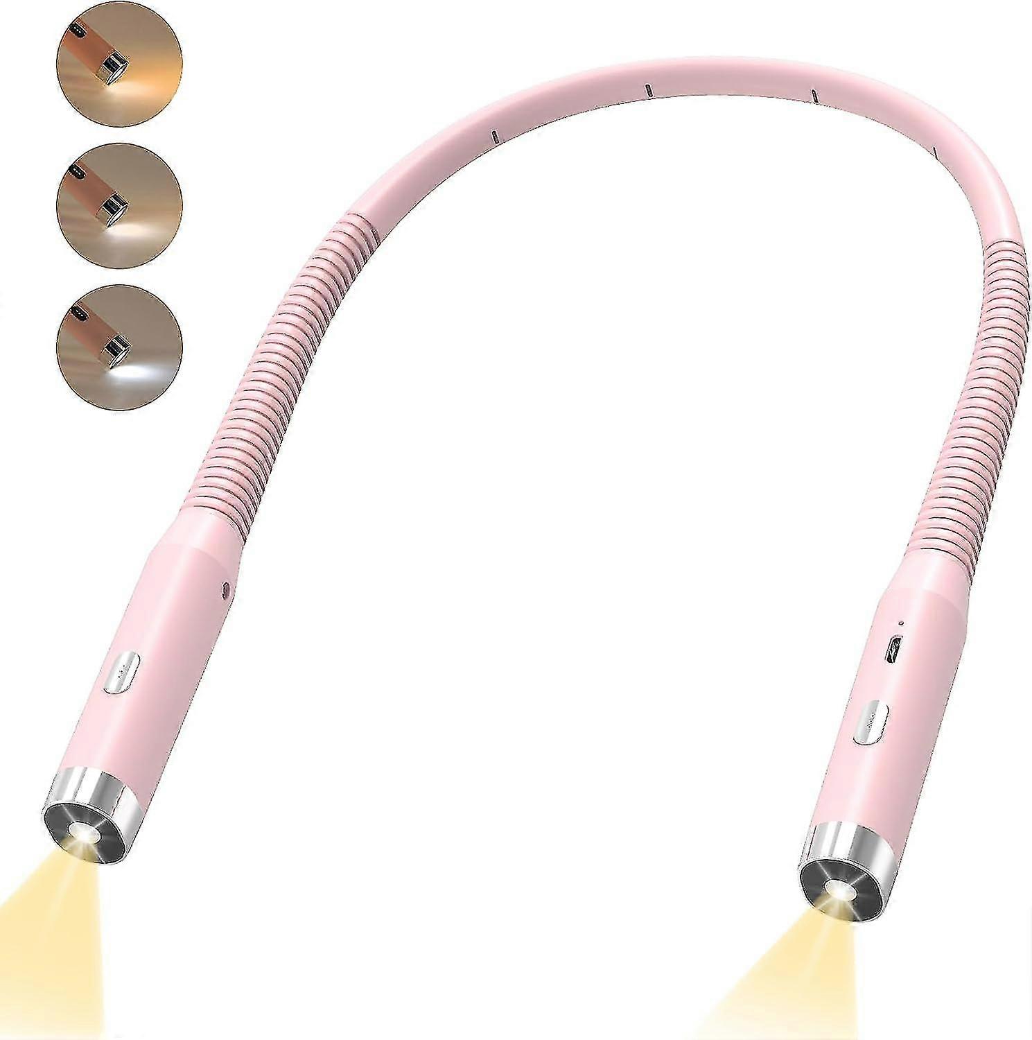 Led Neck Reading Light, Hands Free Book Lights For Reading At Night With 3 Colours & 3 Brightness Adjustable, Usb Reading Lamp Foldable